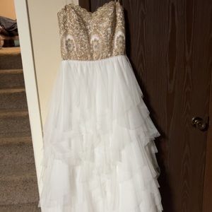 Say yes to the prom dress strapless prom dress.